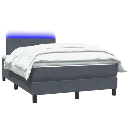 Letto a Molle con Materasso e LED Grigio Scuro 120x220 cm Velluto