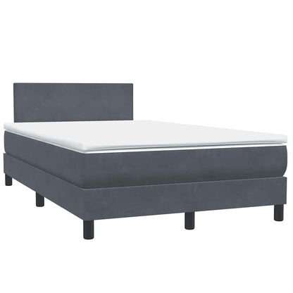 Letto a Molle con Materasso e LED Grigio Scuro 120x220 cm Velluto