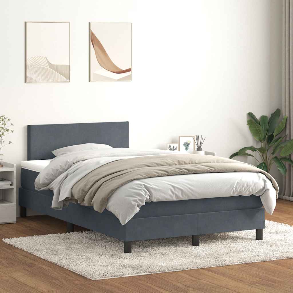 Letto a Molle con Materasso e LED Grigio Scuro 120x220 cm Velluto