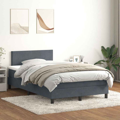 Letto a Molle con Materasso e LED Grigio Scuro 120x220 cm Velluto