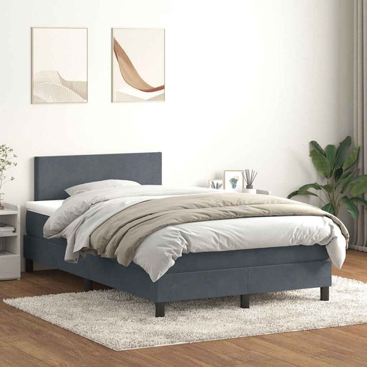 Letto a Molle con Materasso e LED Grigio Scuro 120x220 cm Velluto