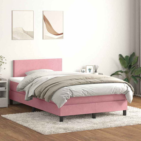 Letto a Molle con Materasso e LED Rosa 120x220 cm in Velluto | homemem39