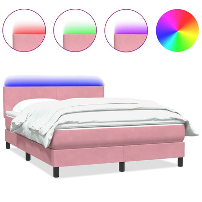 Letto a Molle con Materasso e LED Rosa 140x220 cm in Velluto