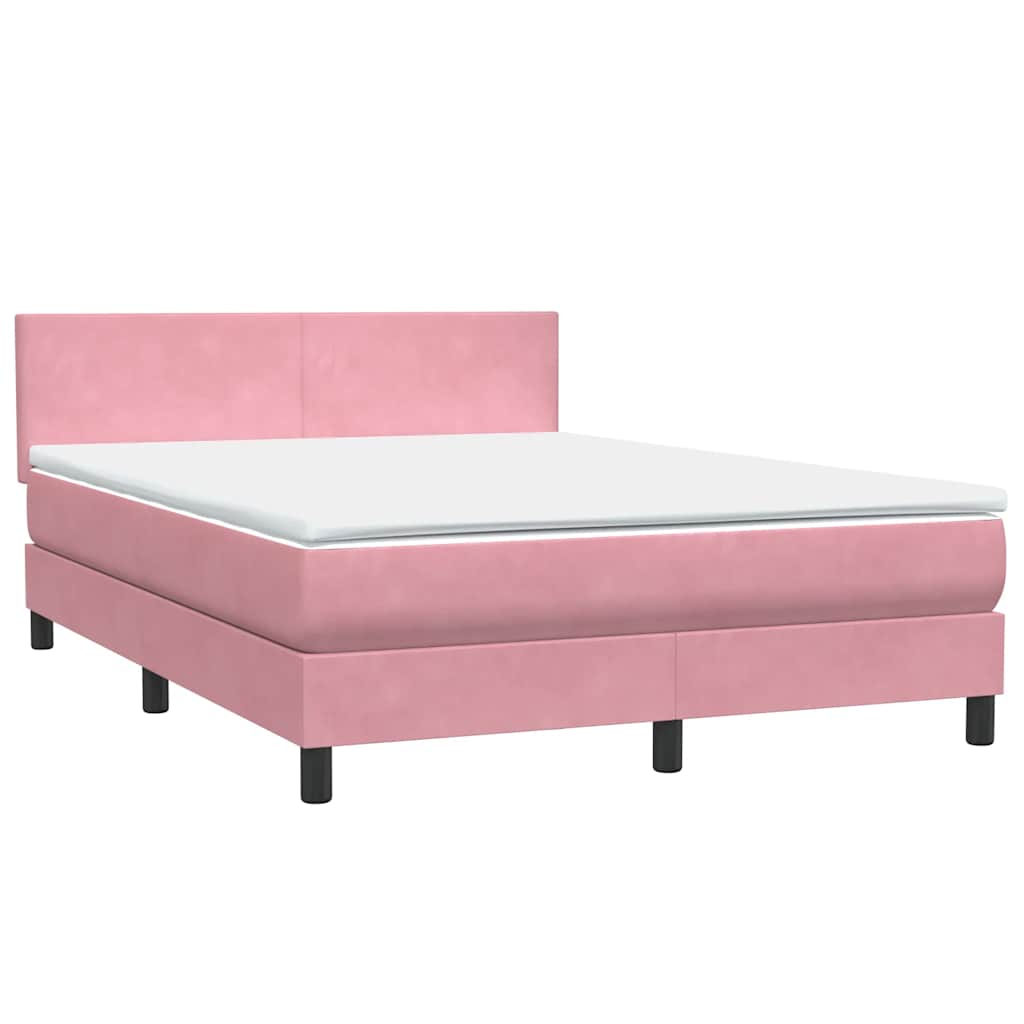 Letto a Molle con Materasso e LED Rosa 140x220 cm in Velluto