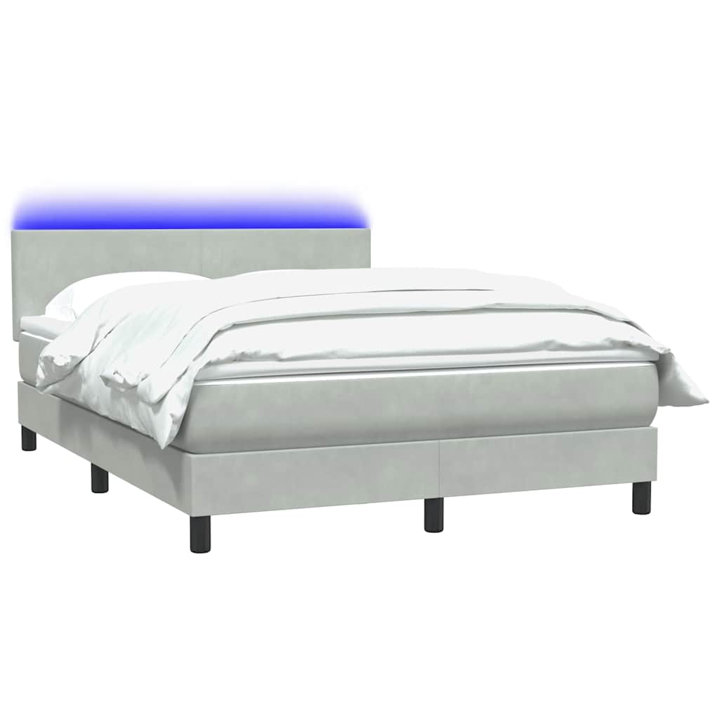 Letto a Molle con Materasso e LED Grigio Chiaro 160x220cm Velluto | homemem39