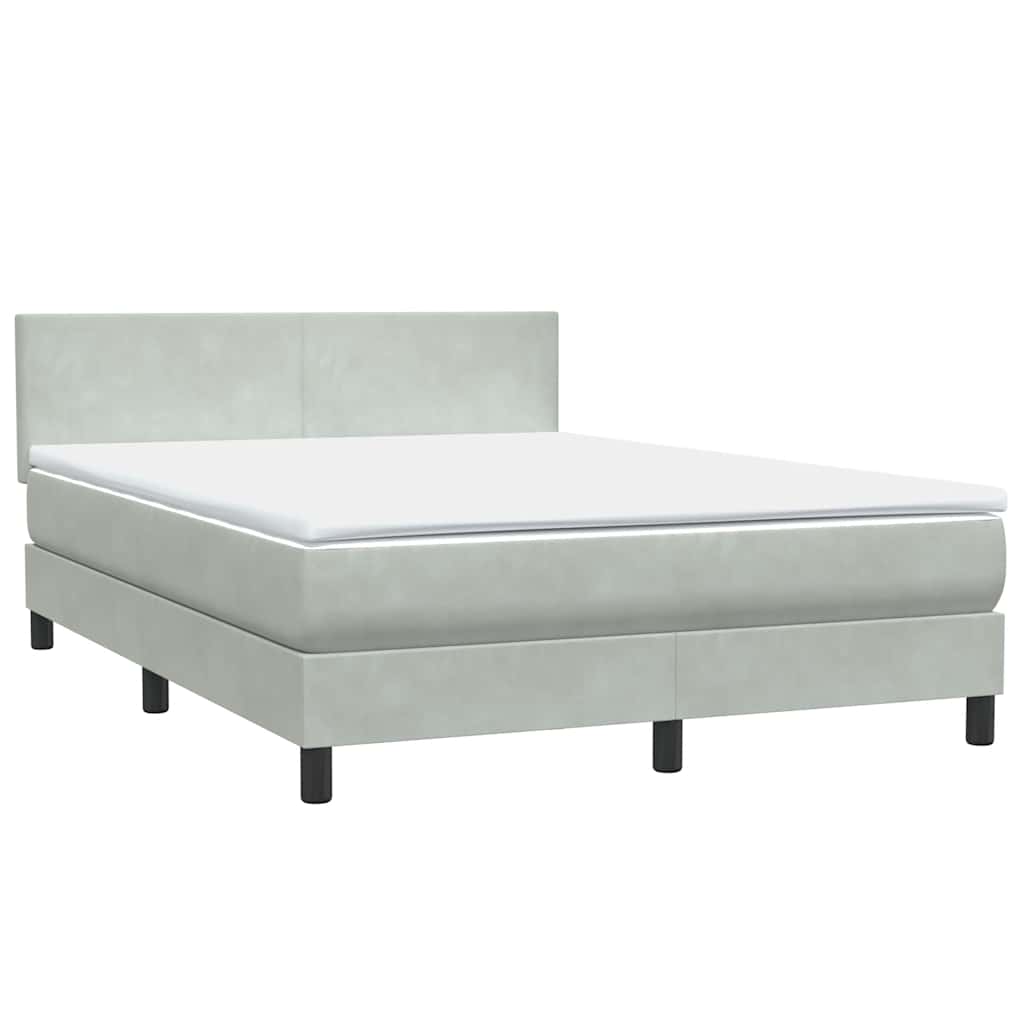 Letto a Molle con Materasso e LED Grigio Chiaro 160x220cm Velluto | homemem39