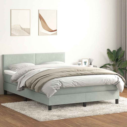Letto a Molle con Materasso e LED Grigio Chiaro 160x220cm Velluto | homemem39