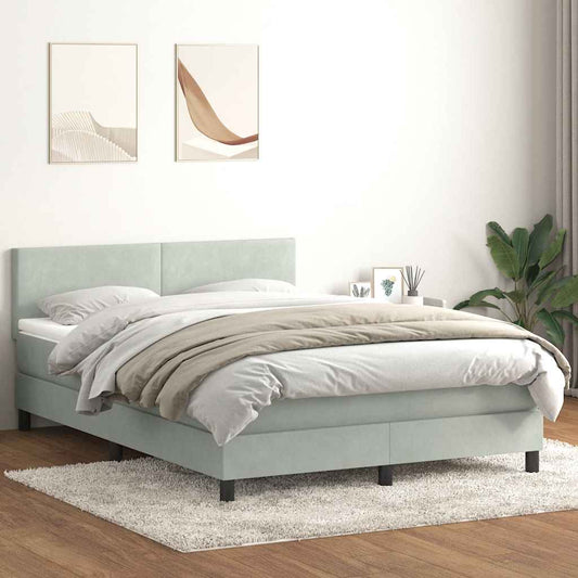 Letto a Molle con Materasso e LED Grigio Chiaro 160x220cm Velluto | homemem39