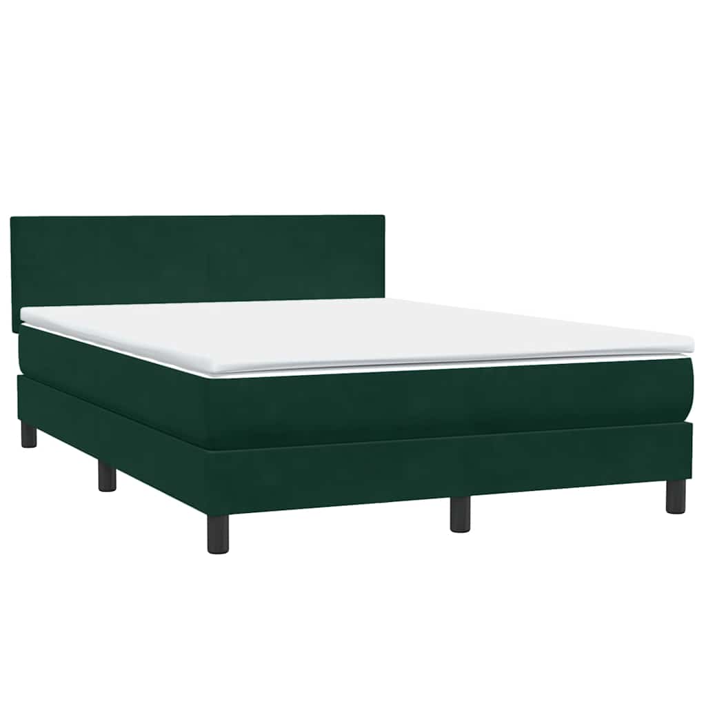 Letto a Molle con Materasso e LED Verde Scuro 160x220 cm Velluto | homemem39