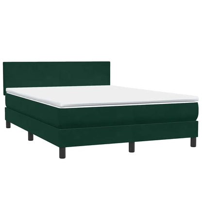 Letto a Molle con Materasso e LED Verde Scuro 160x220 cm Velluto | homemem39