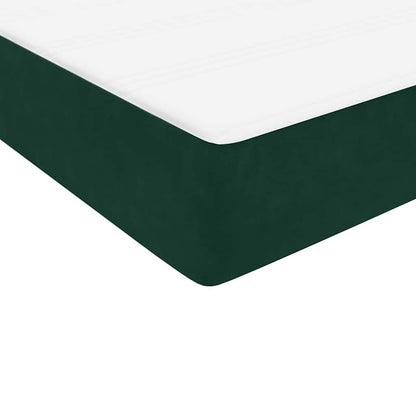 Letto a Molle con Materasso e LED Verde Scuro 160x220 cm Velluto | homemem39