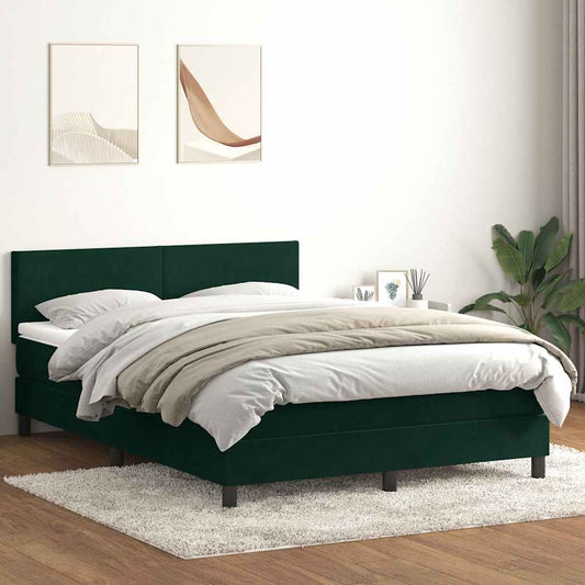 Letto a Molle con Materasso e LED Verde Scuro 160x220 cm Velluto | homemem39