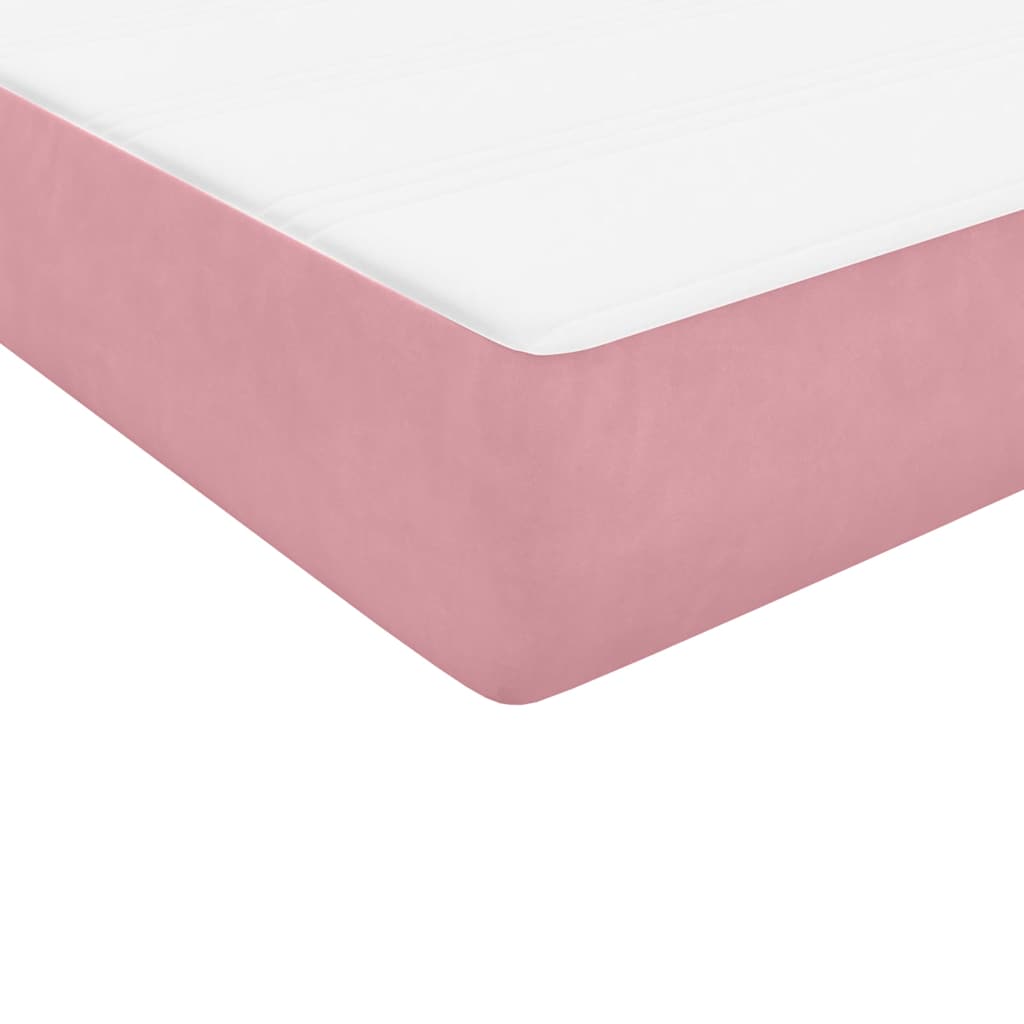 Letto a Molle con Materasso e LED Rosa 160x220 cm in Velluto | homemem39
