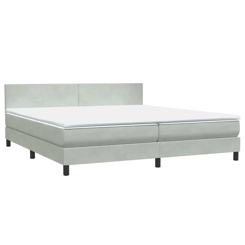 Letto a Molle con Materasso e LED Grigio Chiaro 180x220cm Velluto