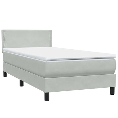 Letto a Molle con Materasso e LED Grigio Chiaro 80x210 cm Velluto | homemem39