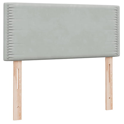 Letto a Molle con Materasso e LED grigio chiaro 90x210 cm Velluto