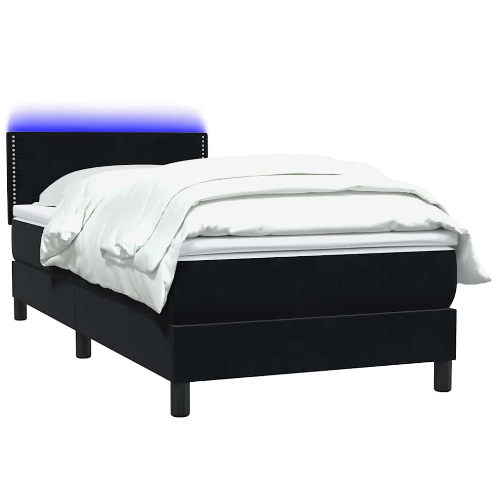 Letto a Molle con Materasso e LED Nero 90x210 cm in Velluto | homemem39