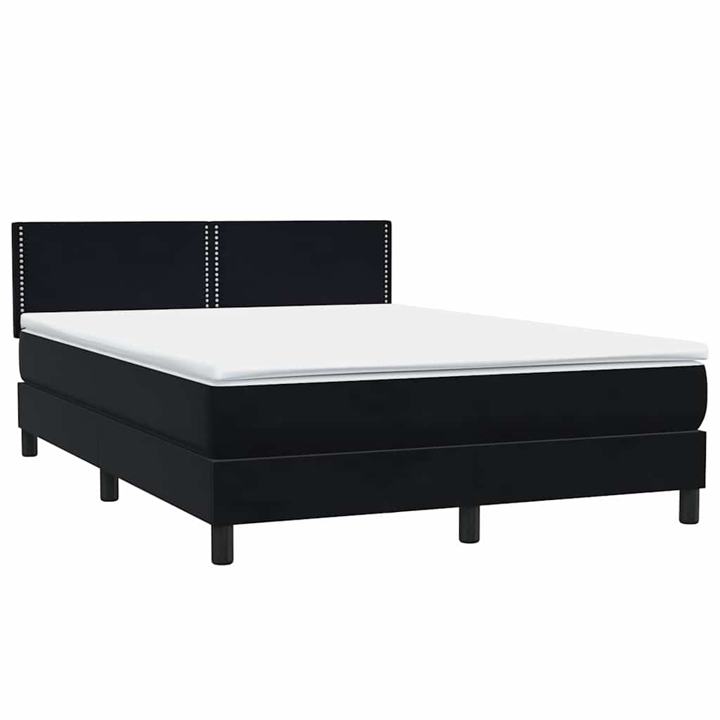 Letto a Molle con Materasso e LED Nero 160x210 cm in Velluto | homemem39