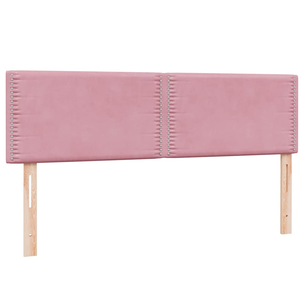Letto a Molle con Materasso e LED Rosa 160x210 cm in Velluto | homemem39