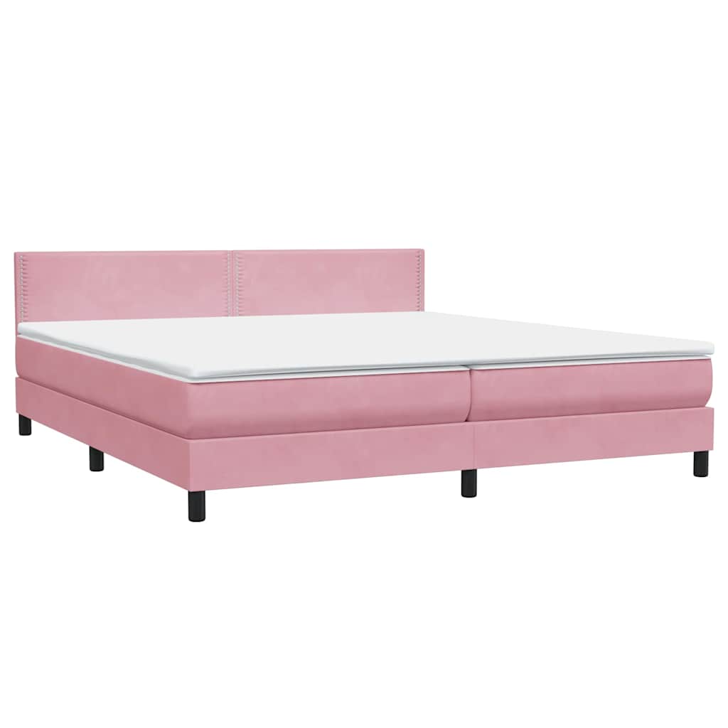 Letto a Molle con Materasso e LED Rosa 180x210 cm in Velluto
