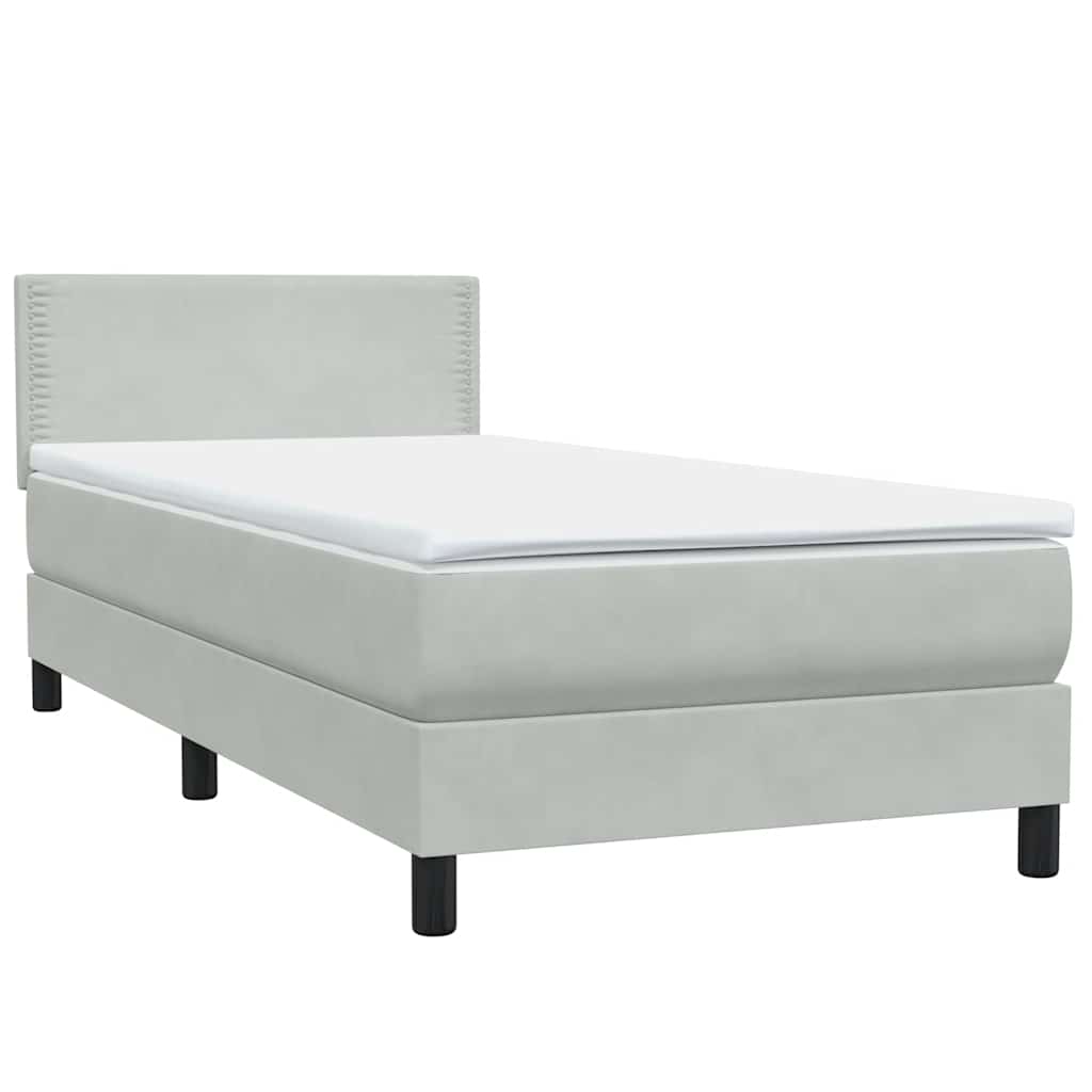 Letto a Molle con Materasso e LED Grigio Chiaro 80x220 cm Velluto | homemem39