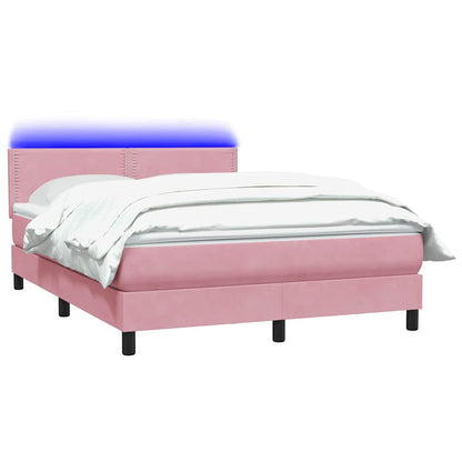 Letto a Molle con Materasso e LED Rosa 160x220 cm in Velluto | homemem39