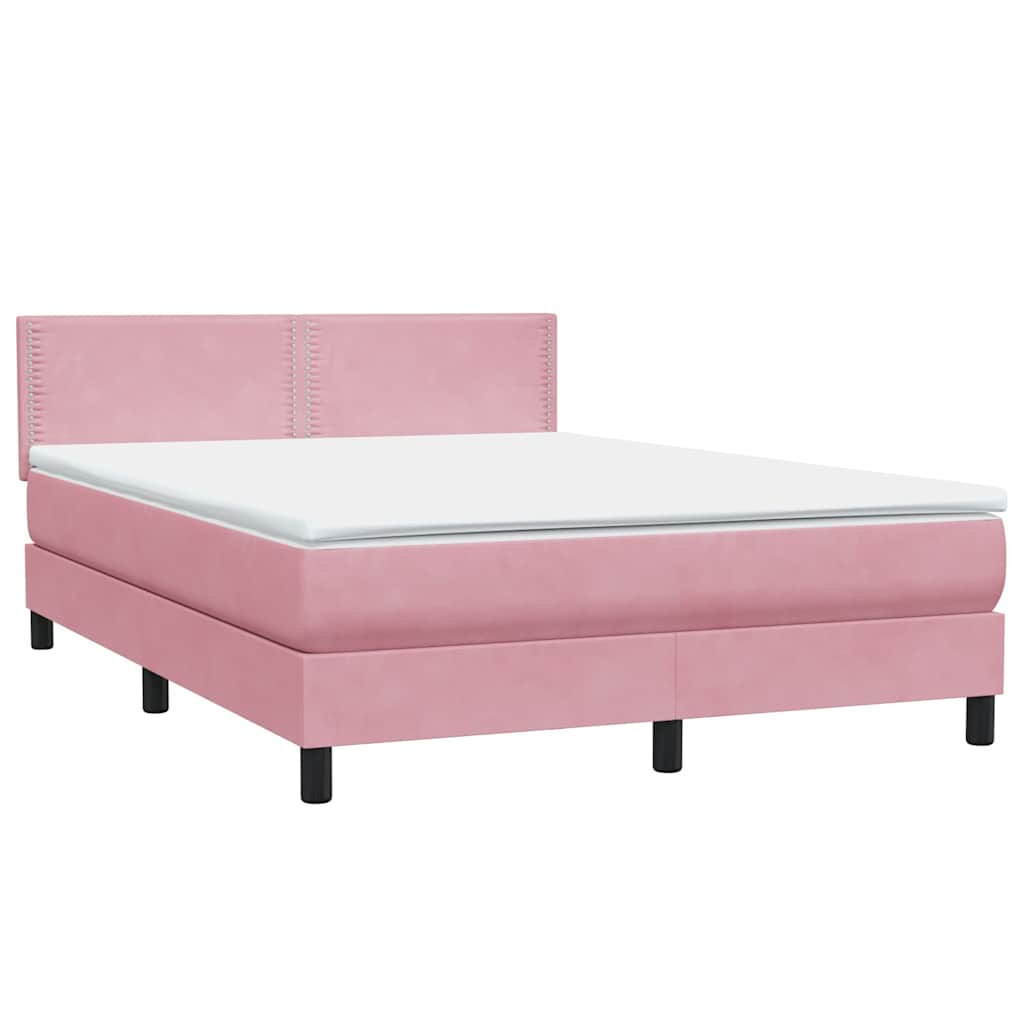 Letto a Molle con Materasso e LED Rosa 160x220 cm in Velluto | homemem39