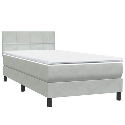 Letto a Molle con Materasso e LED Grigio Chiaro 80x210 cm Velluto | homemem39
