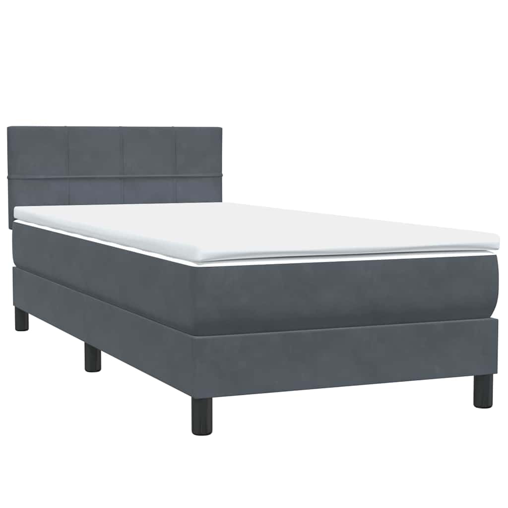 Letto a Molle con Materasso e LED Grigio Scuro 80x210 cm Velluto | homemem39