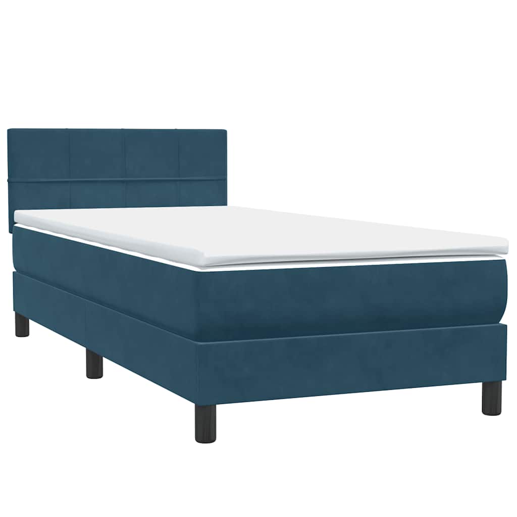 Letto a Molle con Materasso e LED Blu Scuro 80x210 cm Velluto | homemem39