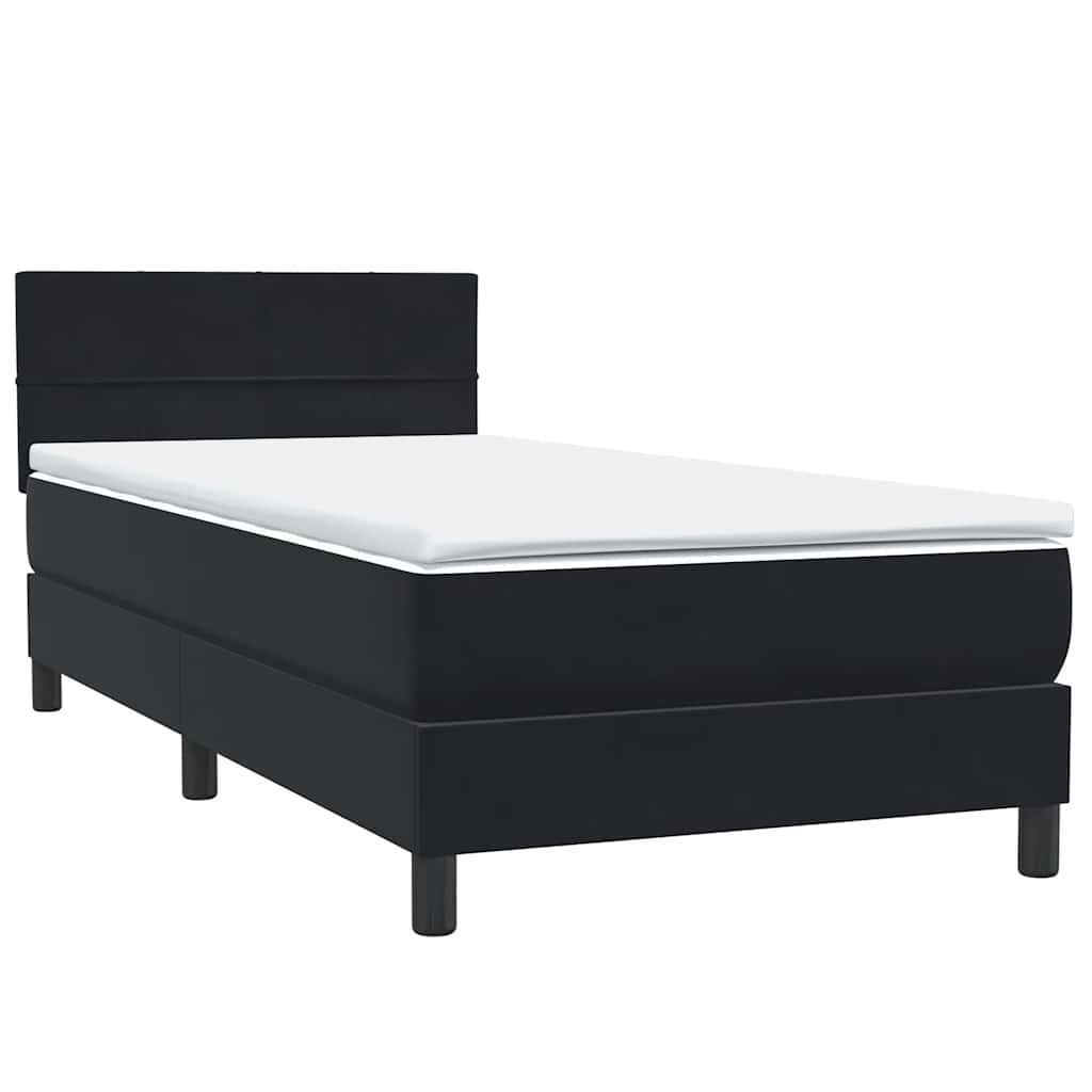 Letto a Molle con Materasso e LED Nero 90x210 cm in Velluto | homemem39