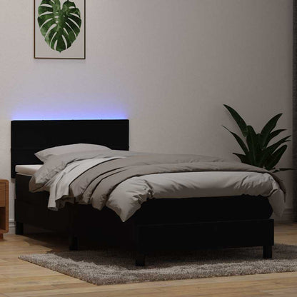 Letto a Molle con Materasso e LED Nero 90x210 cm in Velluto | homemem39