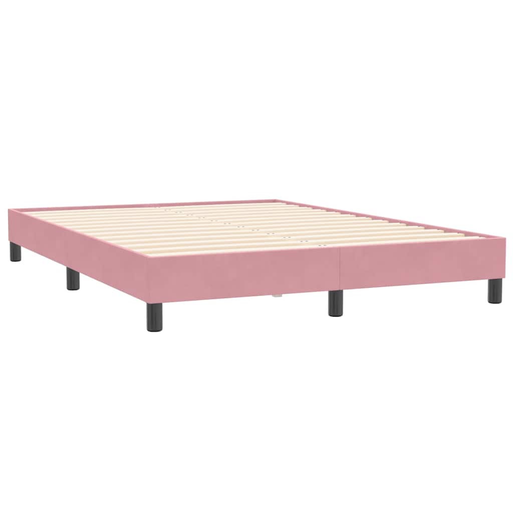 Letto a Molle con Materasso e LED Rosa 140x210 cm in Velluto | homemem39
