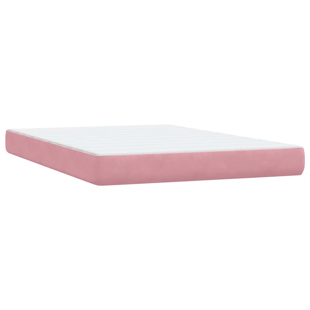 Letto a Molle con Materasso e LED Rosa 140x210 cm in Velluto | homemem39
