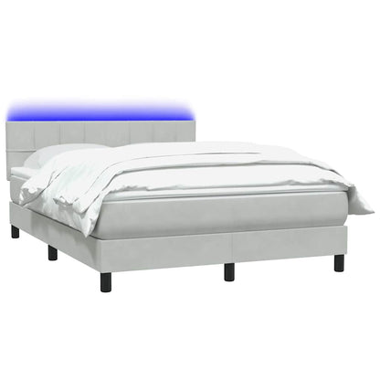 Letto a Molle con Materasso e LED Grigio Chiaro 160x210cm Velluto | homemem39
