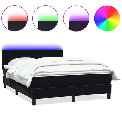 Letto a Molle con Materasso e LED Nero 160x210 cm in Velluto