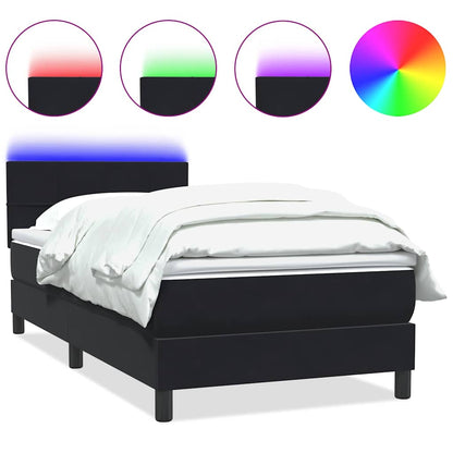 Letto a Molle con Materasso e LED Nero 80x220 cm Velluto