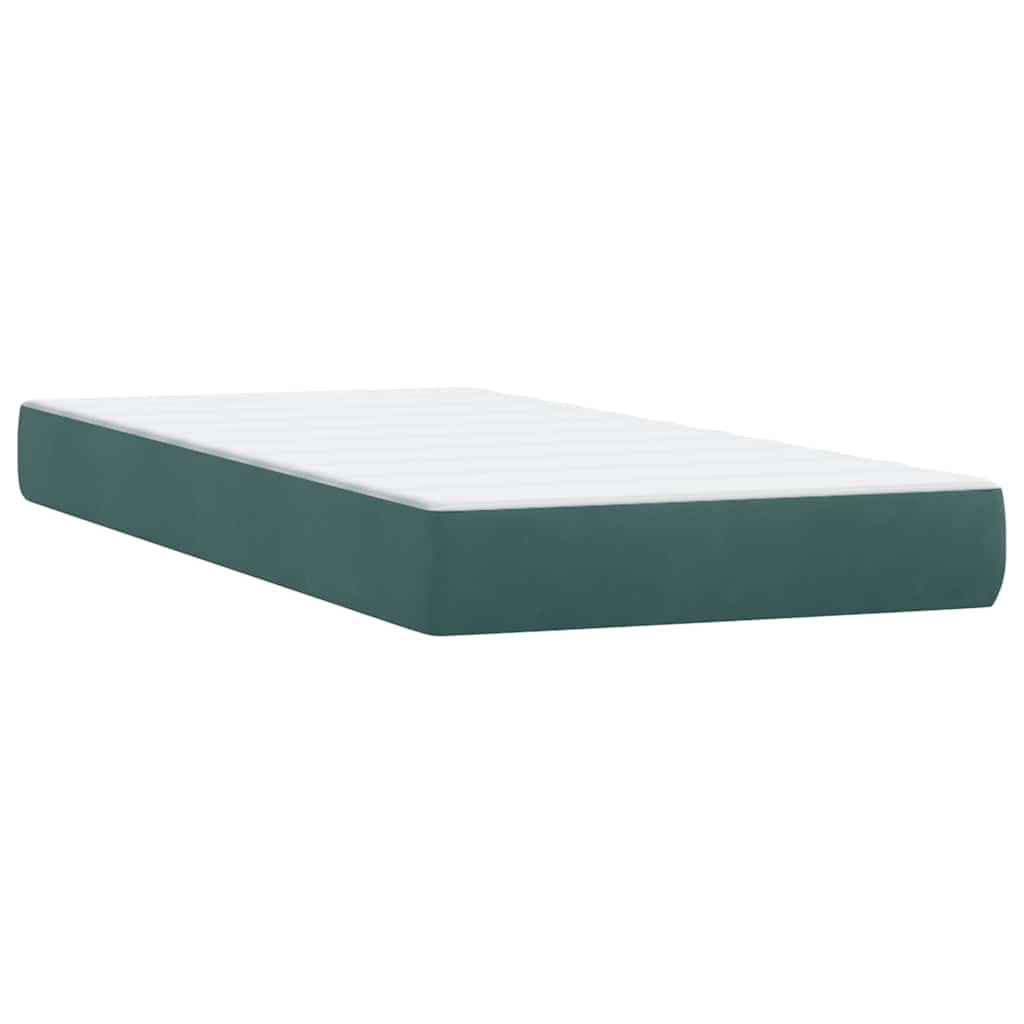 Letto a Molle con Materasso e LED Verde Scuro 80x220 cm Velluto - homemem39