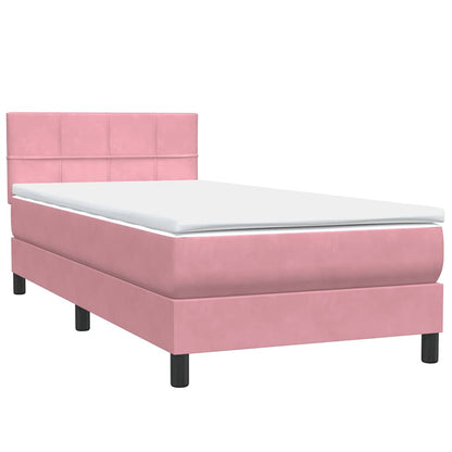Letto a Molle con Materasso e LED Rosa 80x220 cm Velluto | homemem39