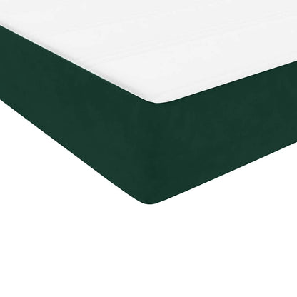 Letto a Molle con Materasso e LED Verde Scuro 160x220 cm Velluto | homemem39