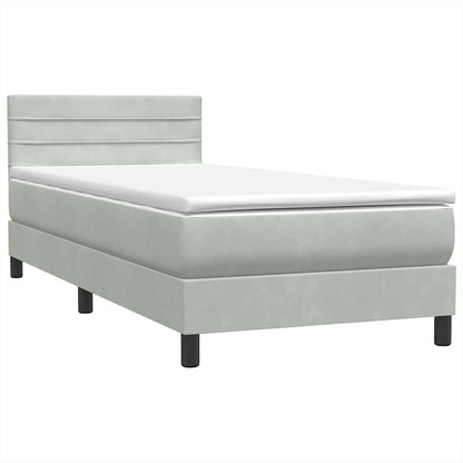 Letto a Molle con Materasso e LED Grigio Chiaro 80x210 cm Velluto | homemem39