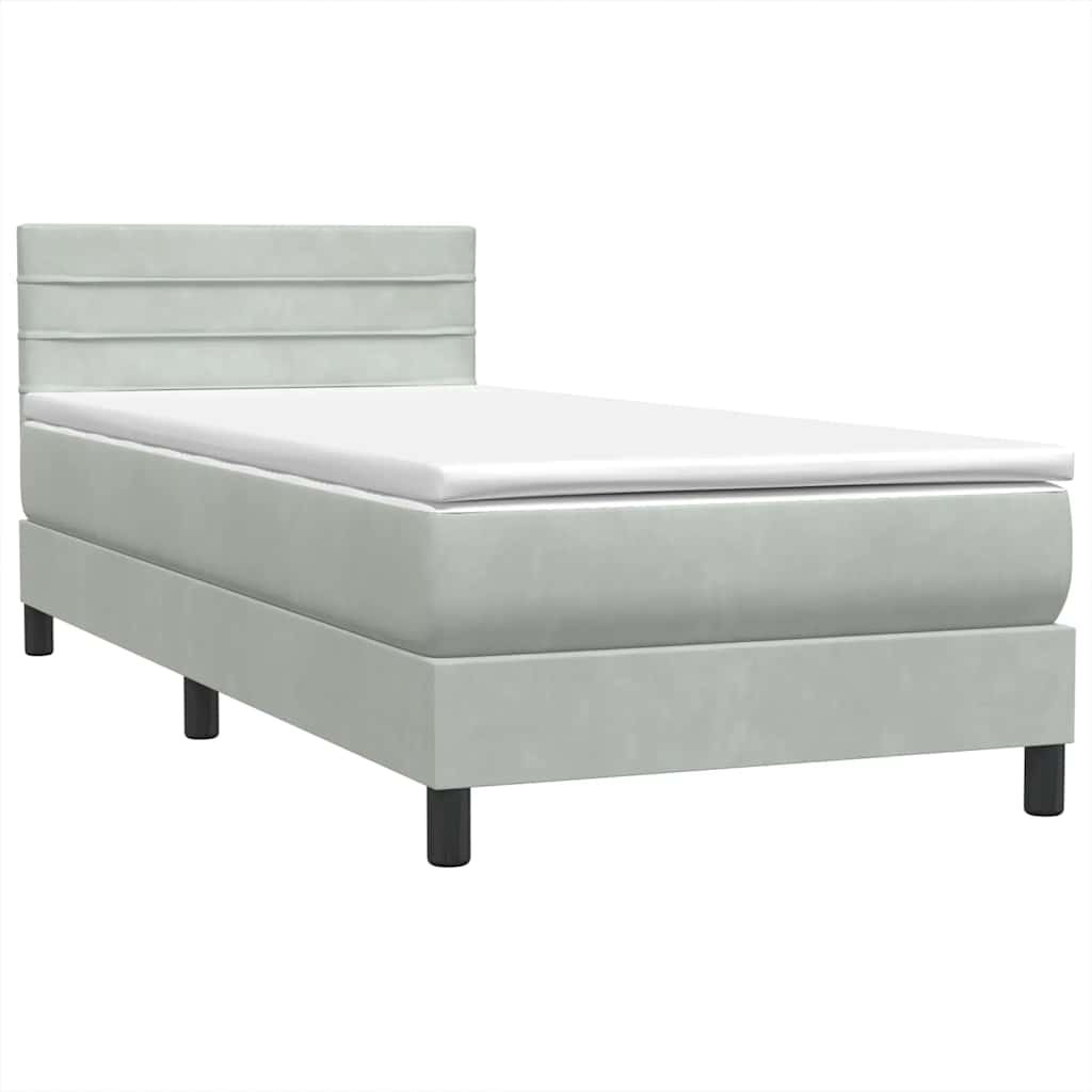 Letto a Molle con Materasso e LED Grigio Chiaro 80x210 cm