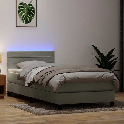 Letto a Molle con Materasso e LED Grigio Chiaro 80x210 cm