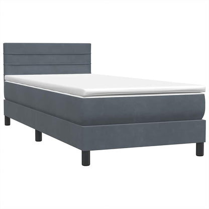 Letto a Molle con Materasso e LED Grigio Scuro 80x210 cm Velluto | homemem39