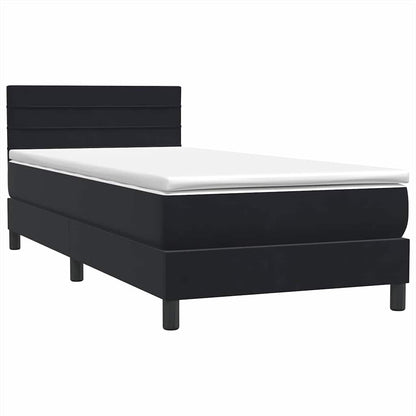 Letto a Molle con Materasso e LED Nero 90x210 cm in Velluto | homemem39