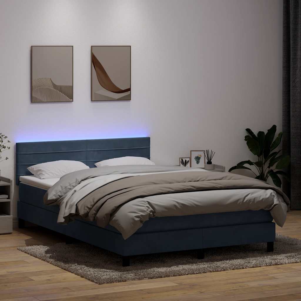 Letto a Molle con Materasso e LED Grigio Scuro 160x210 cm Velluto | homemem39