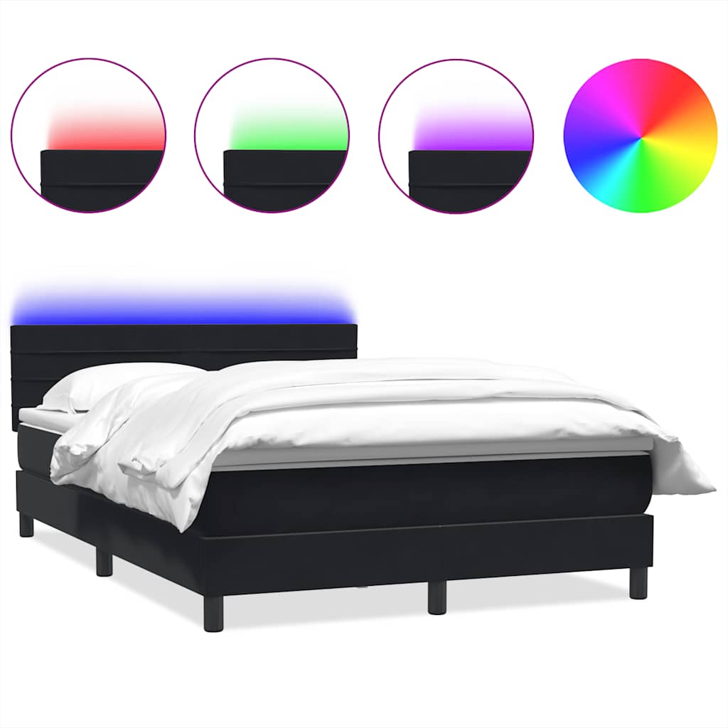 Letto a Molle con Materasso e LED Nero 160x210 cm in Velluto | homemem39