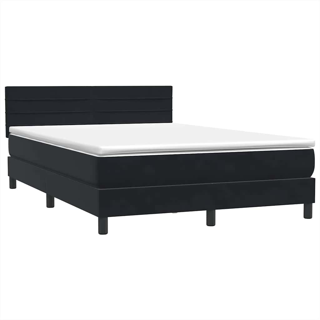 Letto a Molle con Materasso e LED Nero 160x210 cm in Velluto | homemem39