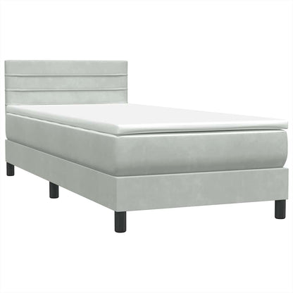 Letto a Molle con Materasso e LED Grigio Chiaro 80x220 cm Velluto | homemem39