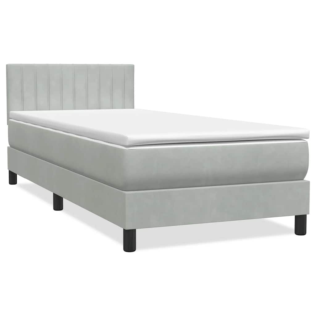 Letto a Molle con Materasso e LED Grigio Chiaro 80x210 cm Velluto | homemem39